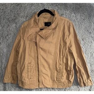 Hurley Tan Asymmetrical Zip Moto Jacket Size L